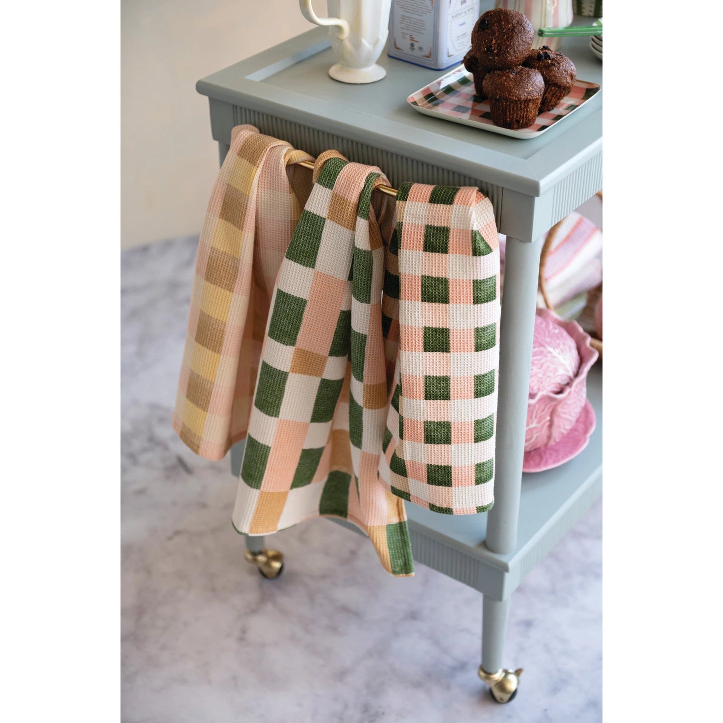 Creative Co-op - Checked Waffle Weave Tea Towel