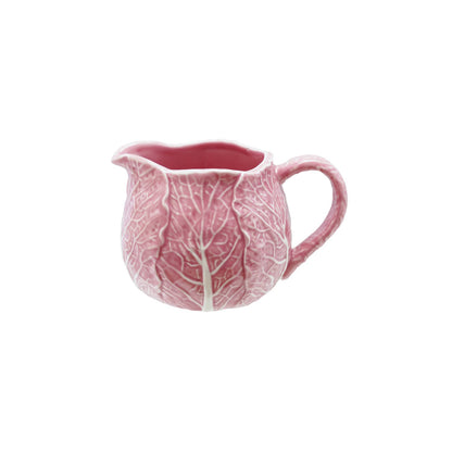 pink Stoneware Cabbage Shaped Creamer shown on a white background