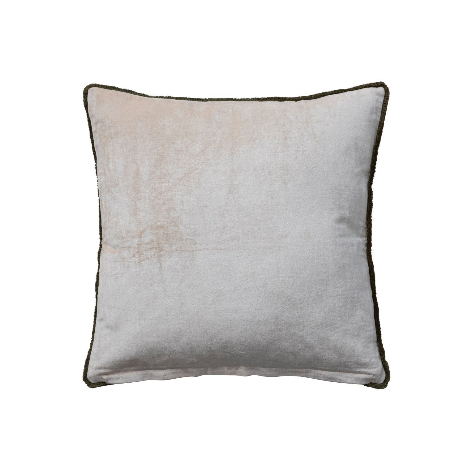 back view of pillow with solid color and zipper across the bottom