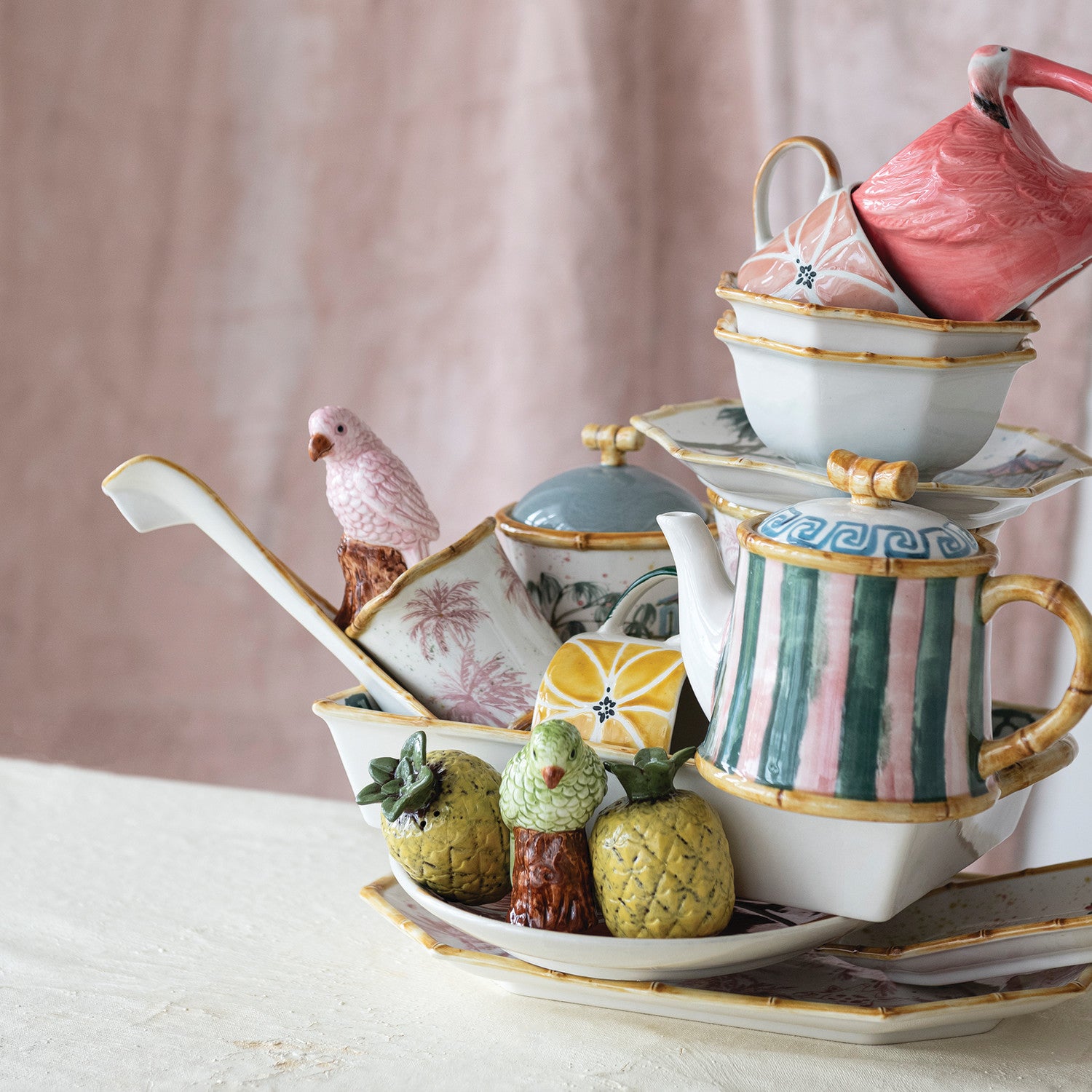 ホビー・楽器・アート pot Creative Co-op - Bamboo Edge Stoneware Teapot – Kitchen Store & More