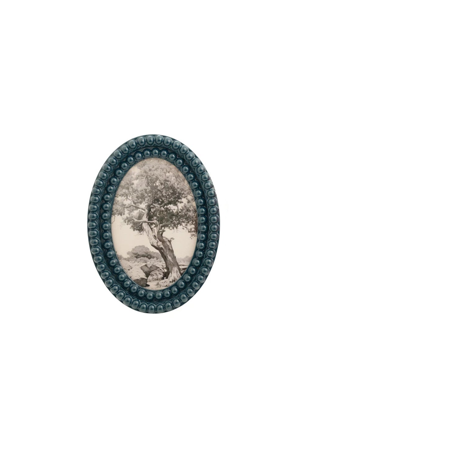blue Oval Resin Bobbin Photo Frame shown on a white background