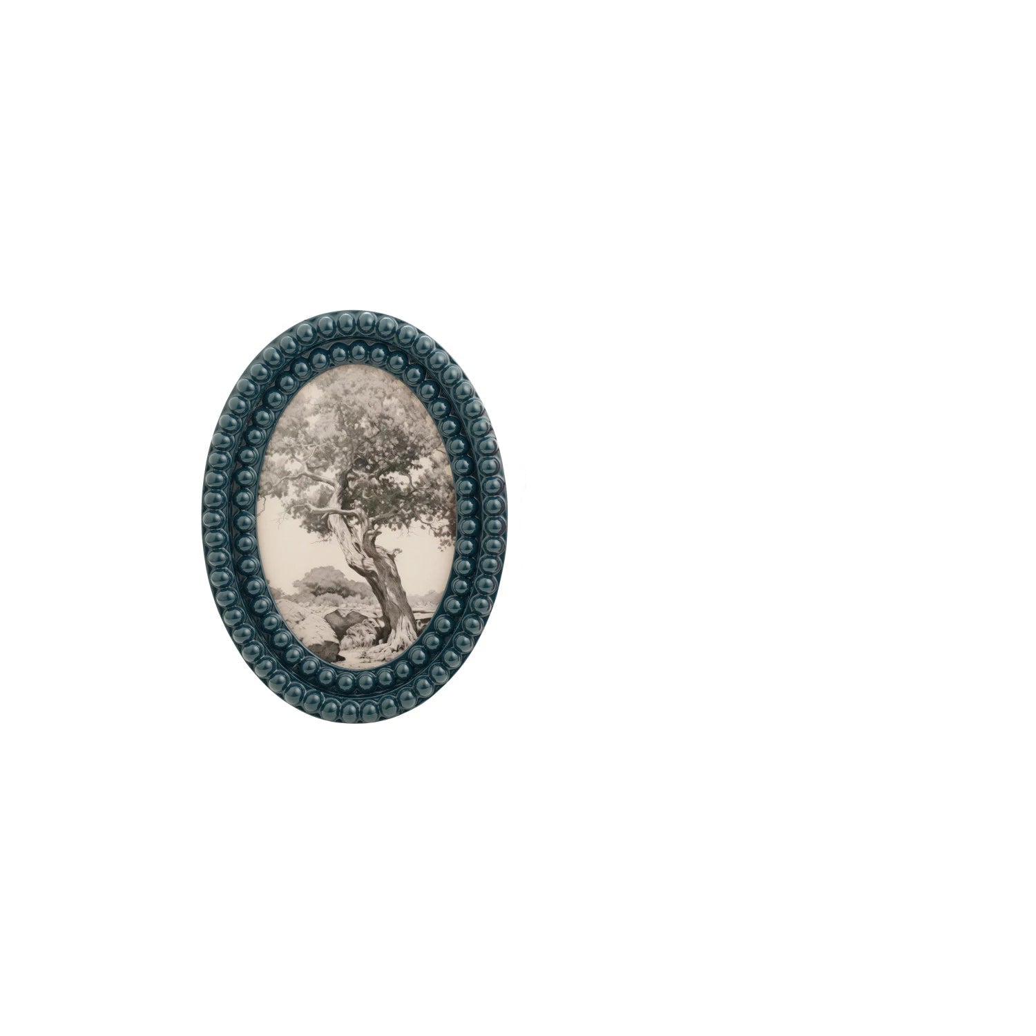 blue Oval Resin Bobbin Photo Frame shown on a white background