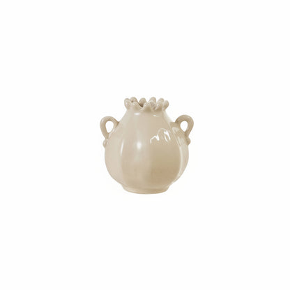 smallest, round bud vase with scalloped rim and little handles