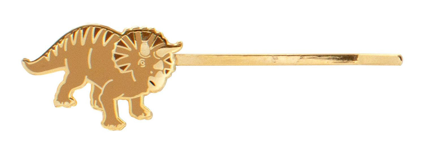 gold triceratops hair pin