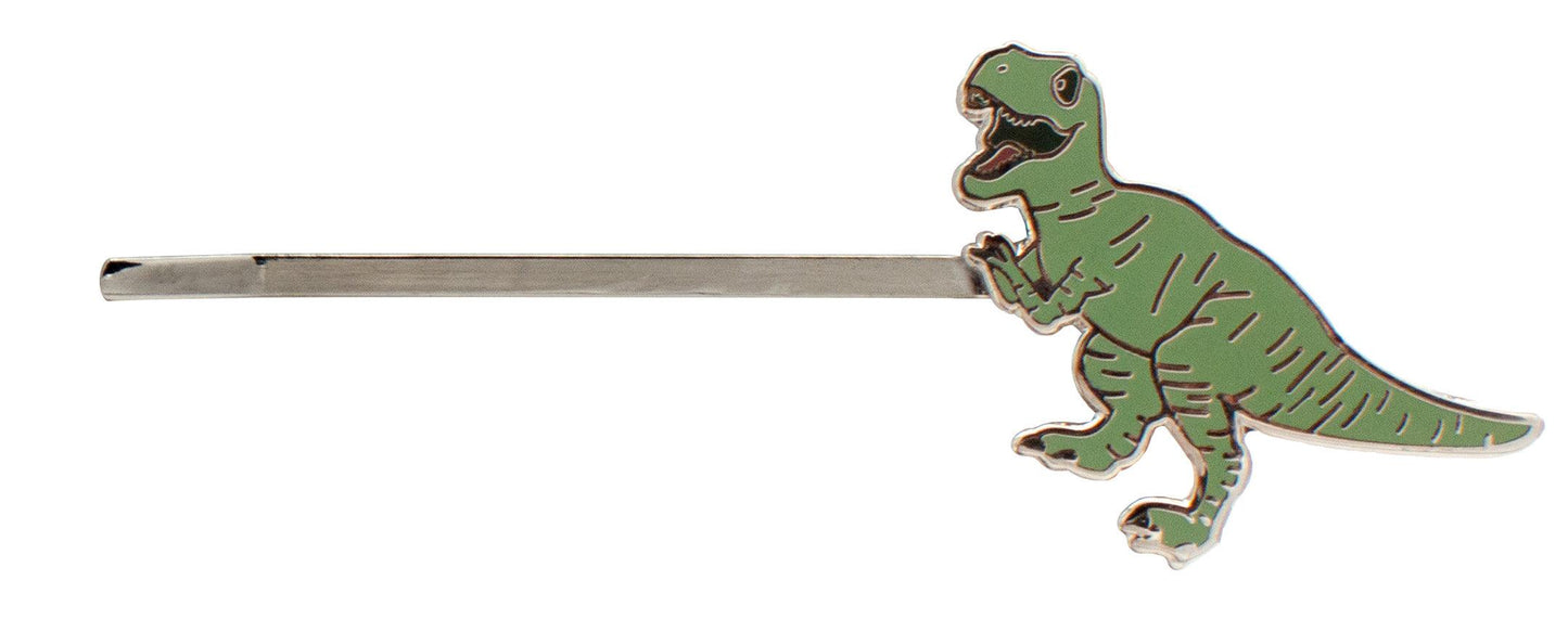green tyrannosaures rex hair pin