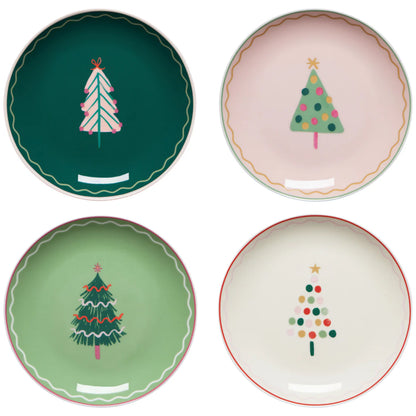 4 styles of glitzmas appetizer plates on a white background.