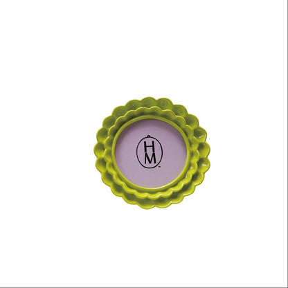 round green frame with a double ruffle design shown on a white background