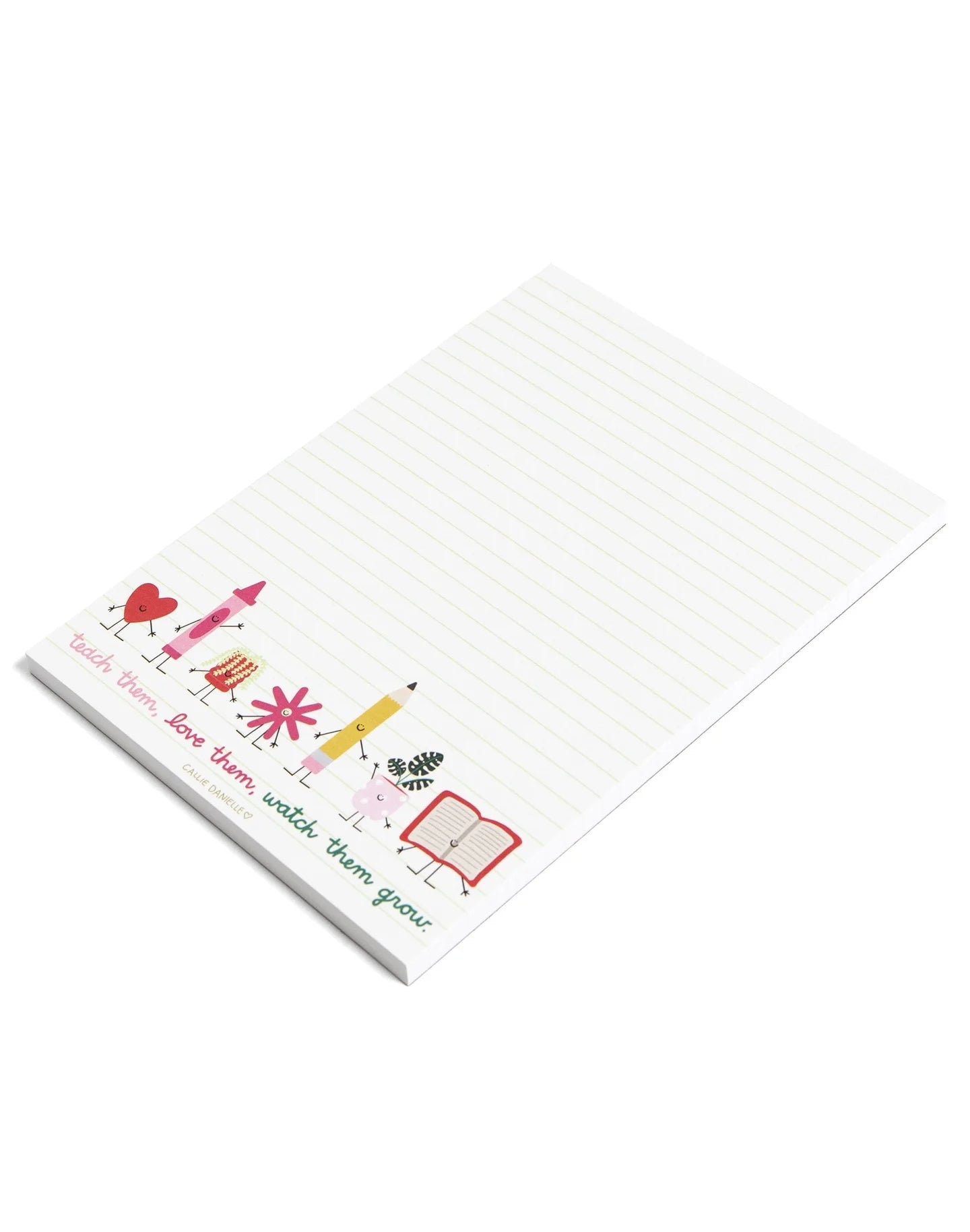 Teach Them Love Them Watch Them Grow Notepad angled on a white background