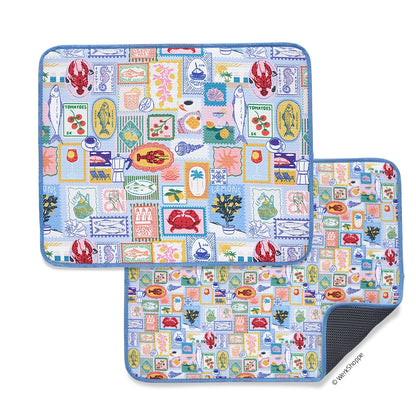 2 mediterranean summer dish mats on a white background