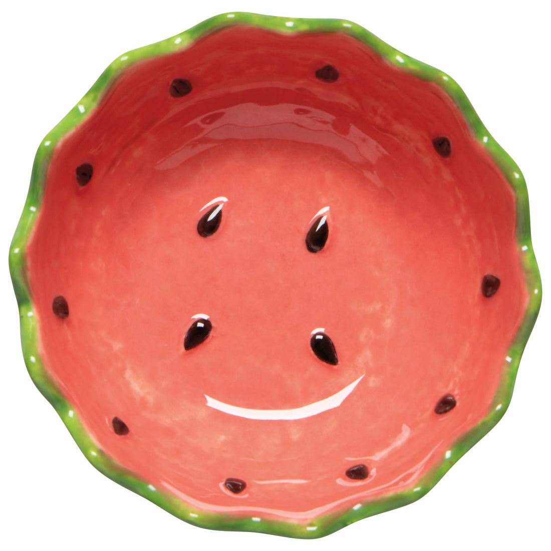 top view of pink watermelon slice bowl