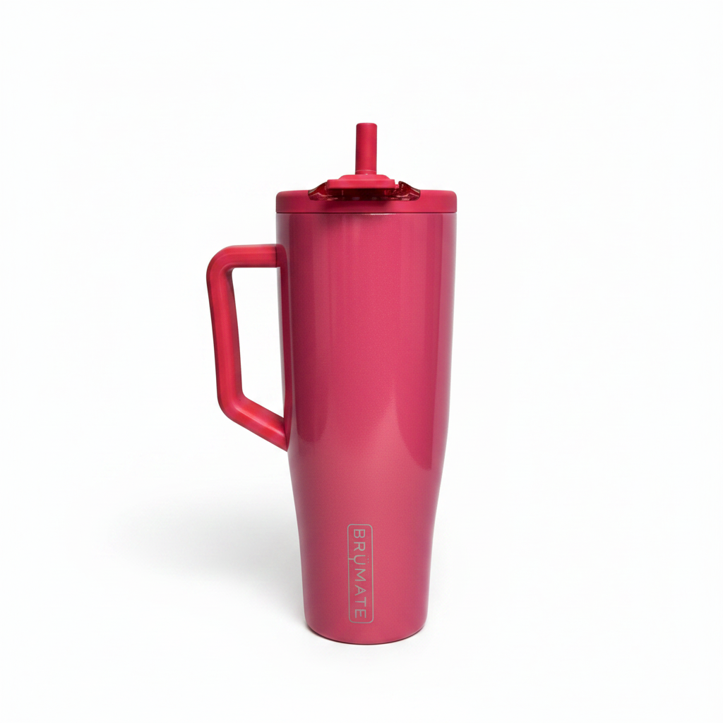 insolated tumbler in a shiny coral color