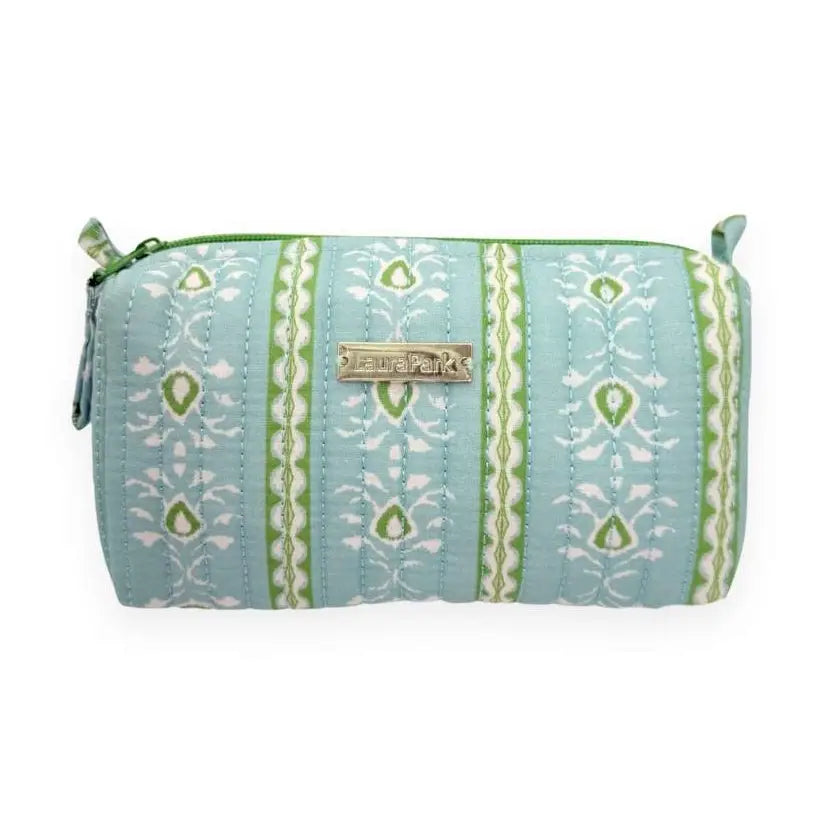 small Signature Cosmetic Bag with Rosemary Stripe pattern on a white background