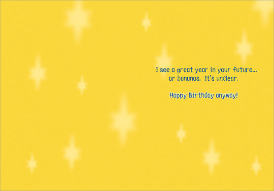 inside view of card is yellow with light yellow star burst and blue text listed in the description