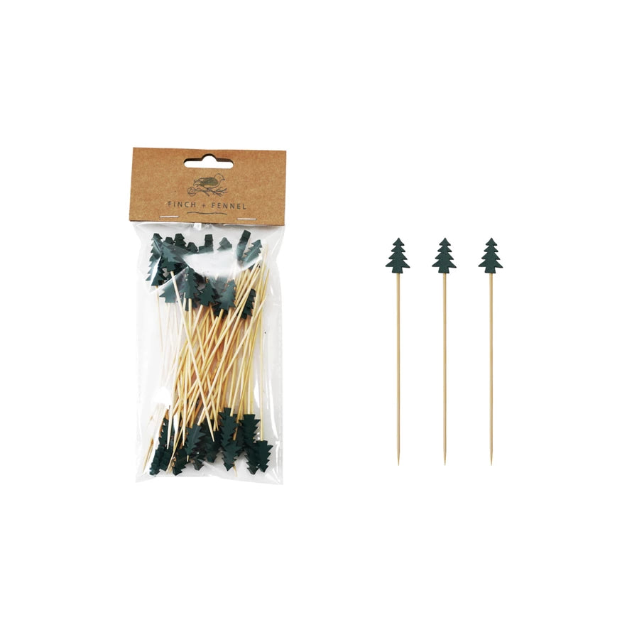 Bamboo Skewers with green tree Toppers