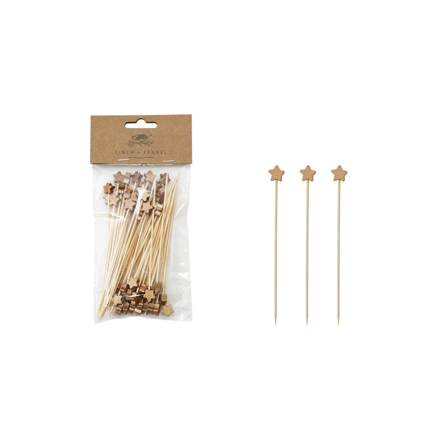 Bamboo Skewers with gold star Toppers