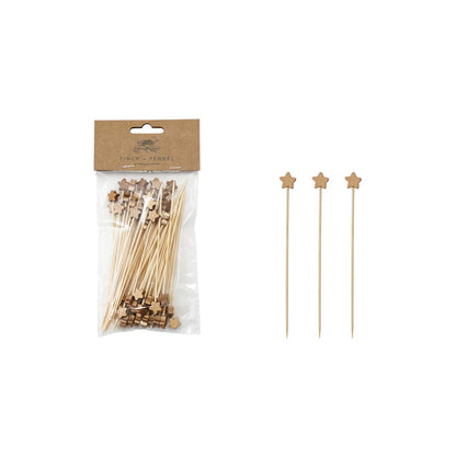 Bamboo Skewers with gold star Toppers