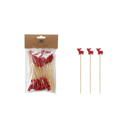 Bamboo Skewers with red moose Toppers