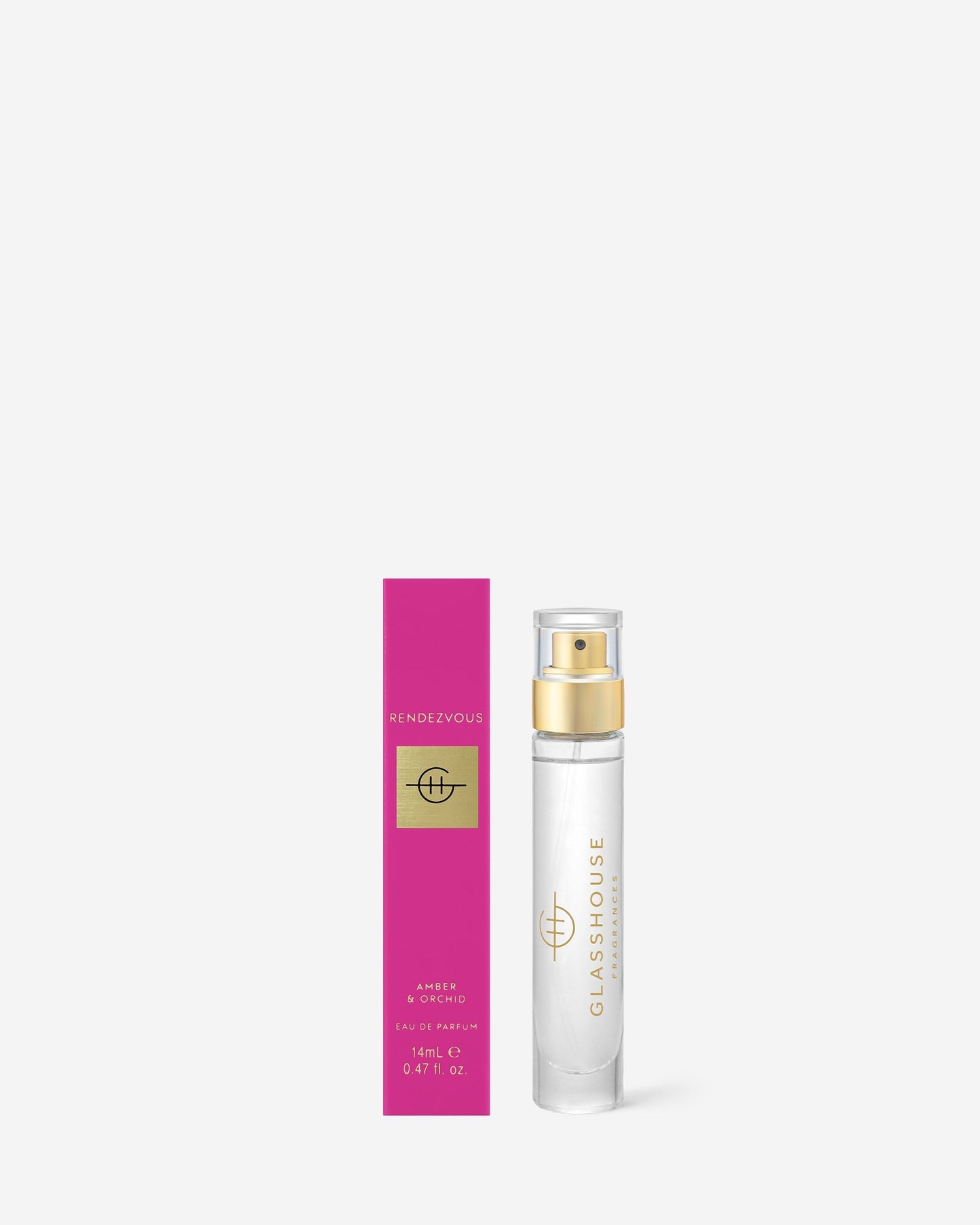  Rendezvous Eau De Parfum in glass bottle set next to its bright pink box
