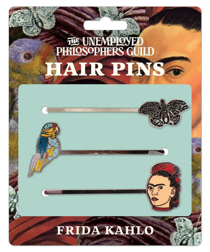 Frida Kahlo hair pin set on its card packaging