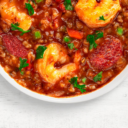 bowl of New Orleans Creole Jambalaya Soup 