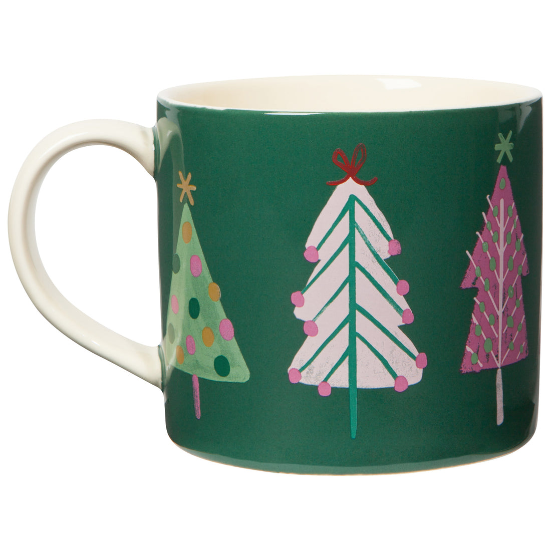 other side of green mug with christmas tree design