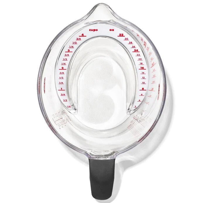 top view of Good Grips Angled Measuring Cup showing measurment markings