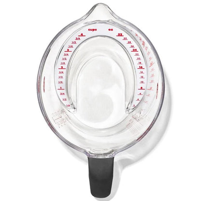 top view of Good Grips Angled Measuring Cup showing measurment markings