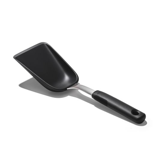 angled view of the Good Grips Sheet Pan Scoop displayed against a white background