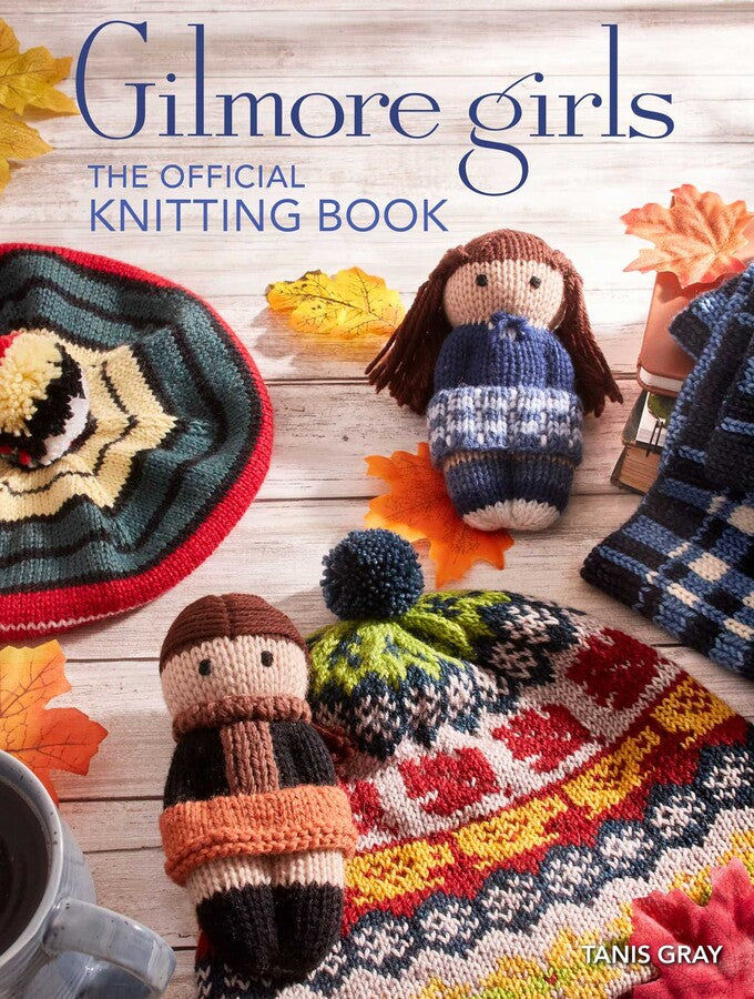 bookcover featuring knitted items and navy blue title text