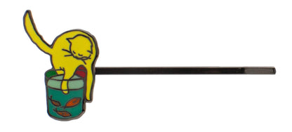 cat in water with fish hair pin