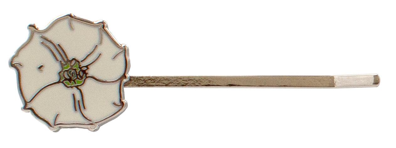 white flower hair pin