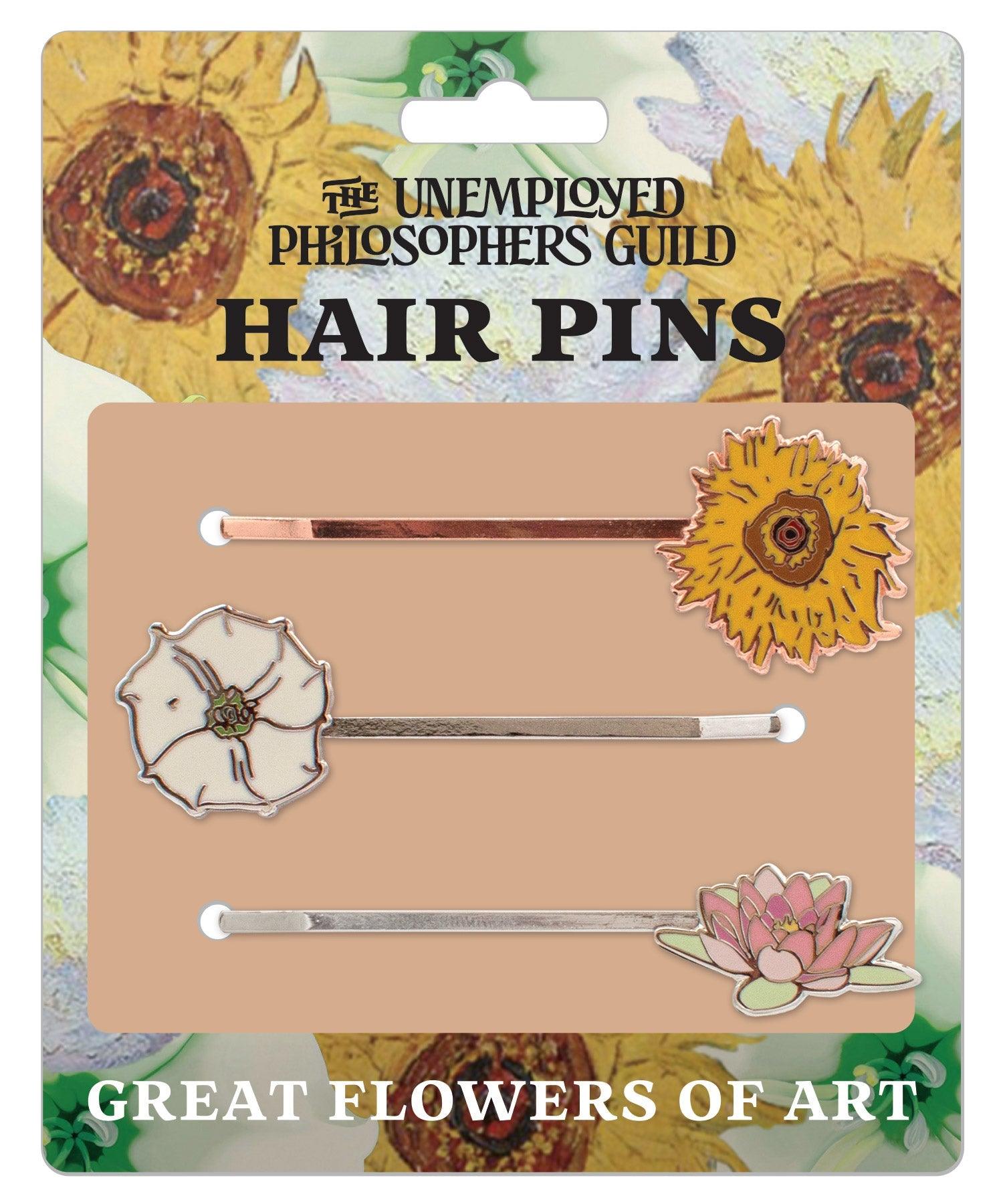 flower hair pins in their packaging