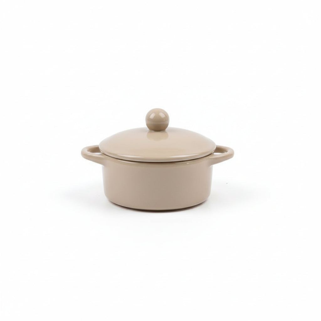 taupe mini baker with lid