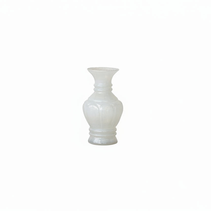 shapely white glass vase on white background