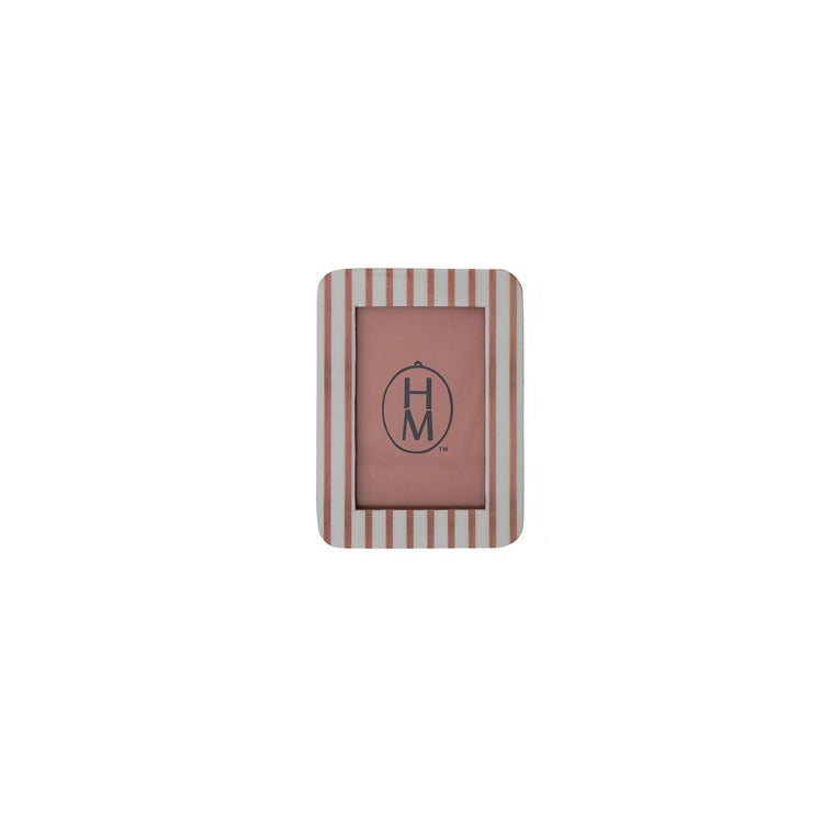 pink and white striped frame shown on a white background