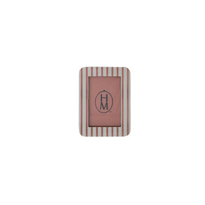 pink and white striped frame shown on a white background