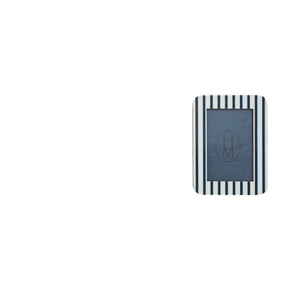 blue and white striped frame shown on a white background