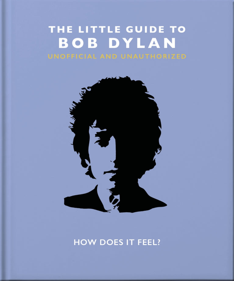 blue front cover of little bob dylan book with graphic portrait of bob printed on it..