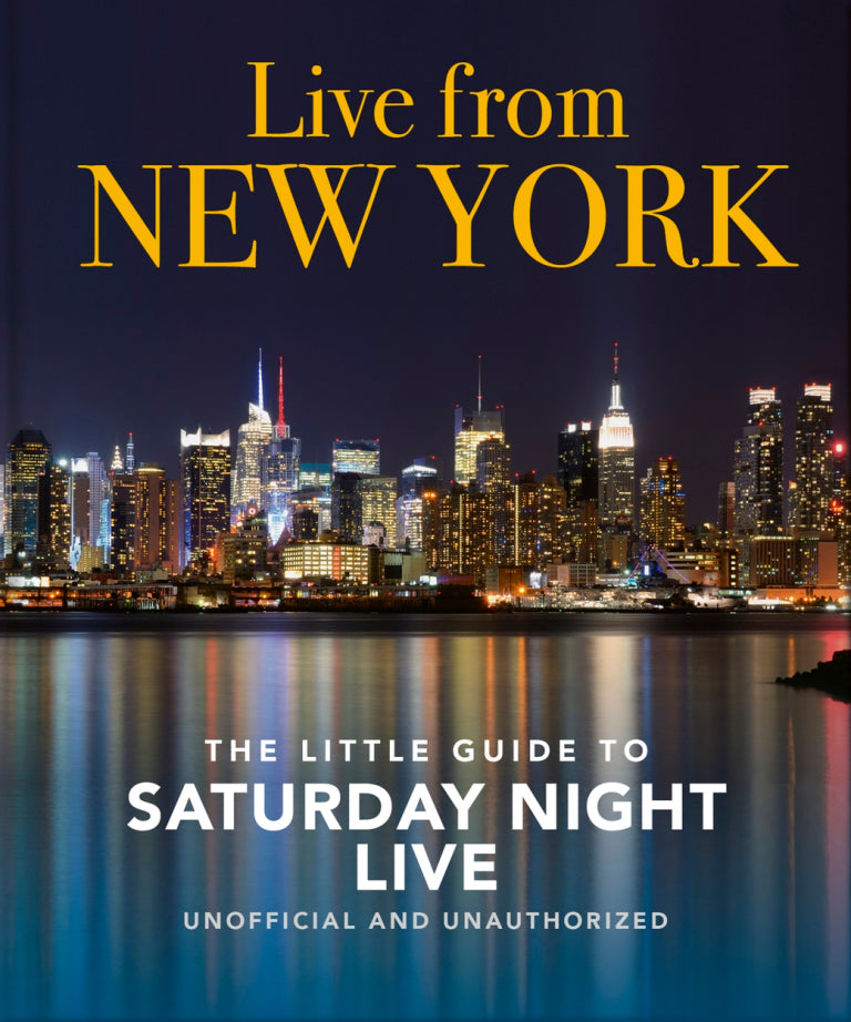 front cover of little book of saturday night live with NYC skyline.