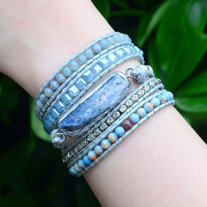 close-up of person's wrist wearing Healing Topaz wrap bracelet.