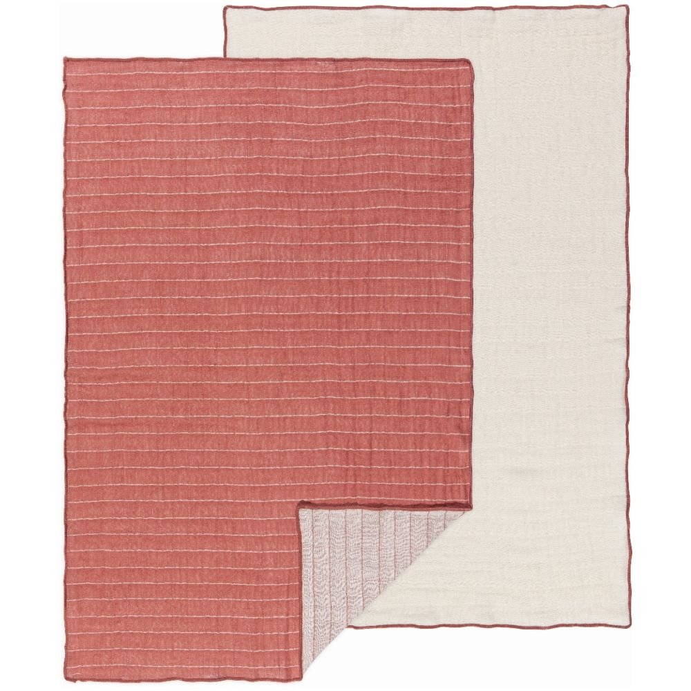 both colors of canyon rose dishtowels laying flat on a white background.