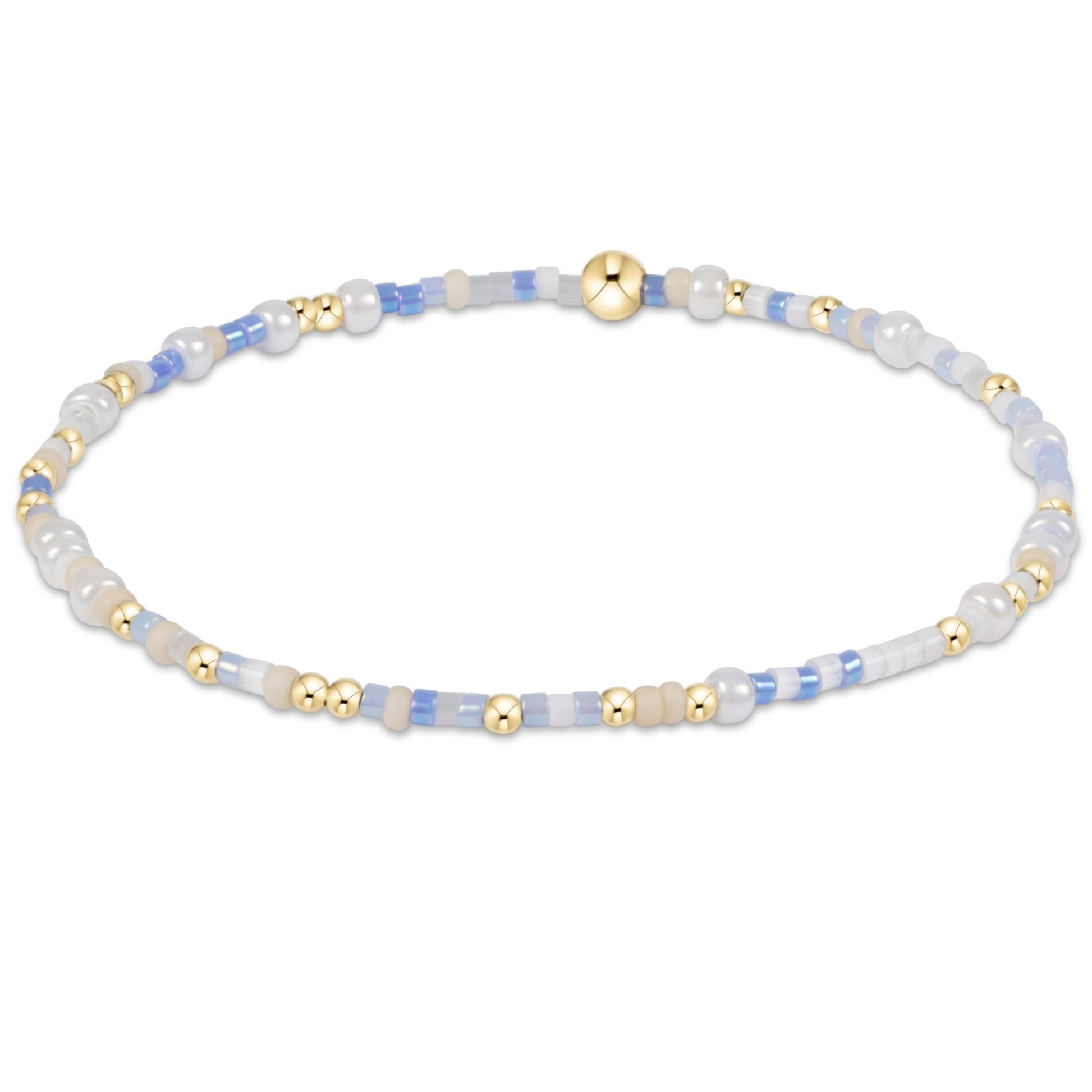 Hope Unwritten Bracelet, Skinny Dippin' with white blue and gold beads