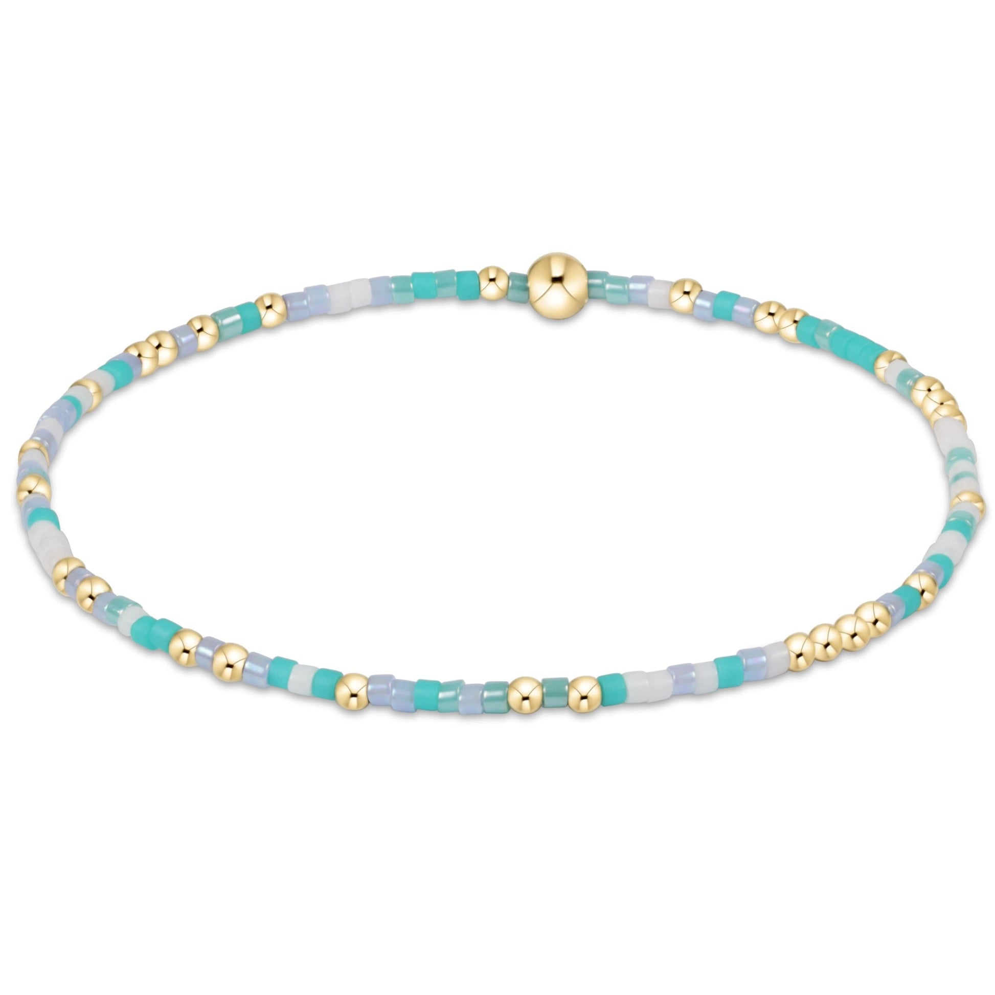 Hope Unwritten Bracelet, Man, I Teal Like A Woman with gold white and blue beads