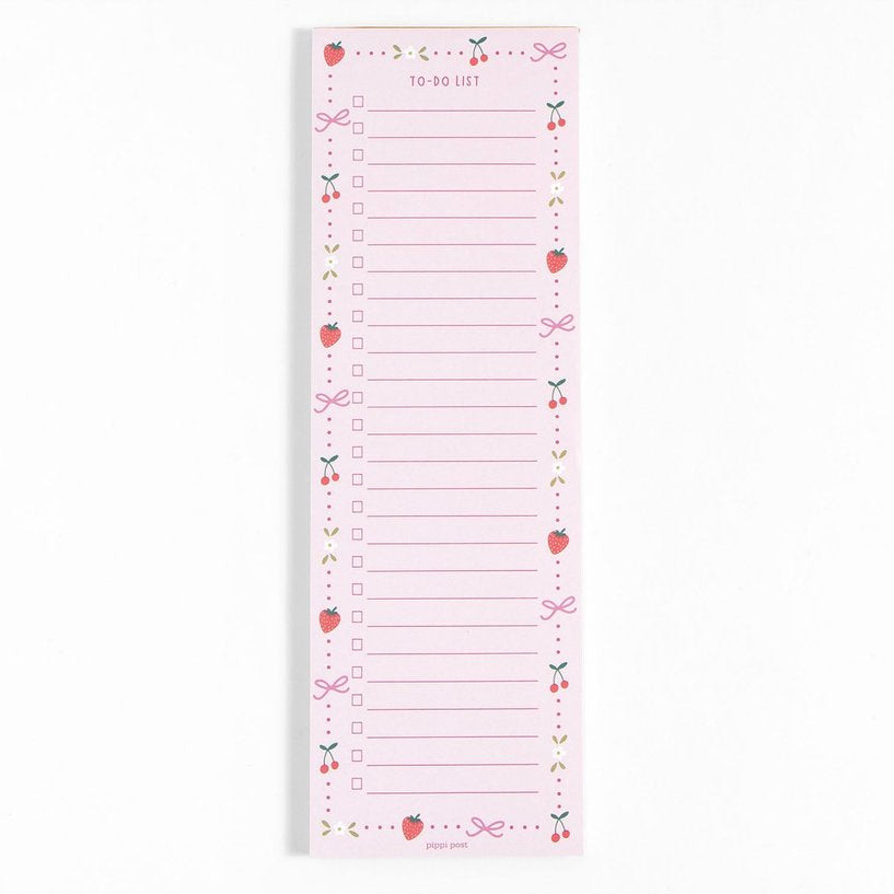 berries and bowes to-do notepad on a white backround