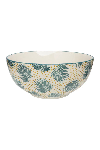 Decorative bowl with leaf pattern on a white background