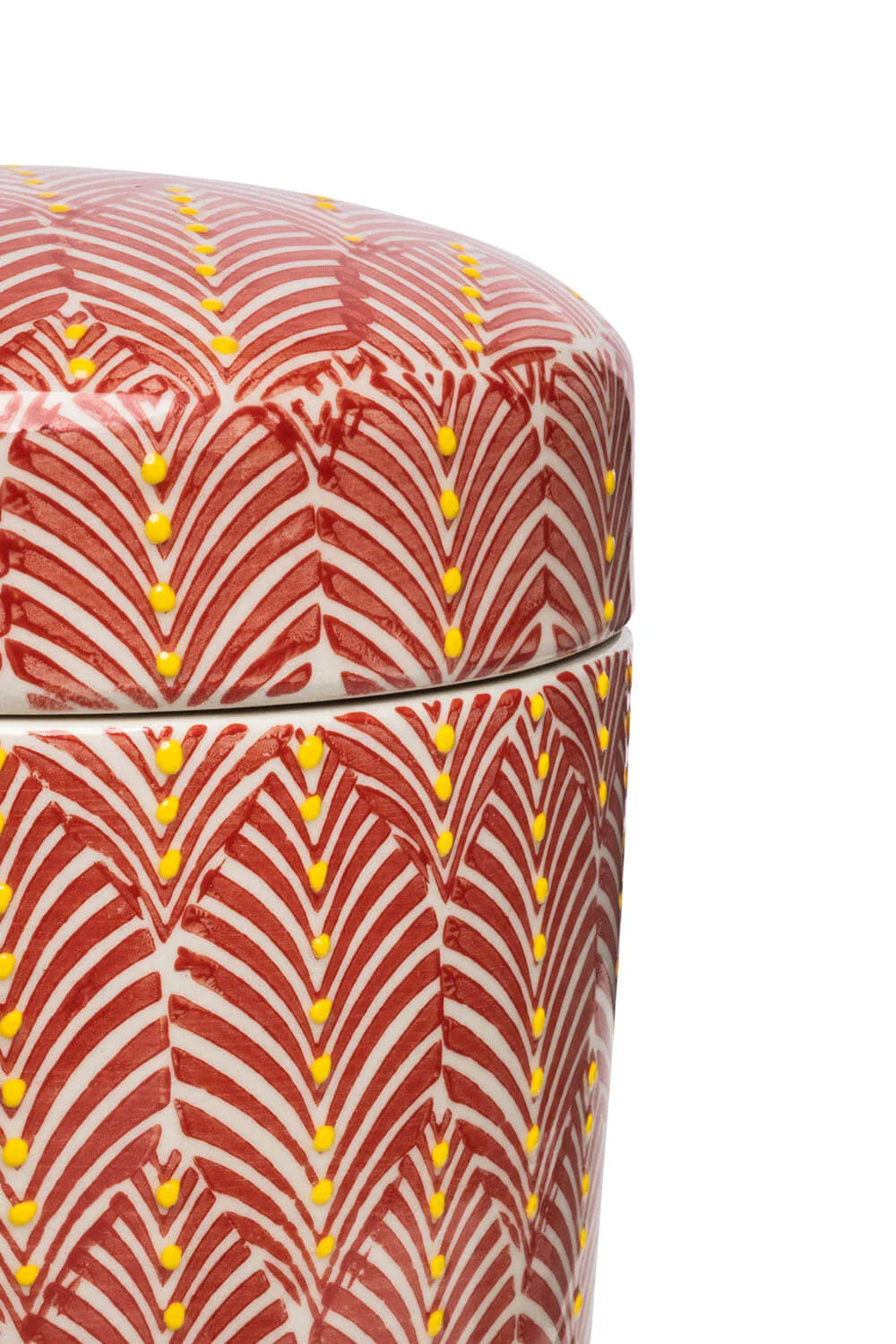 close-up of art deco canister
