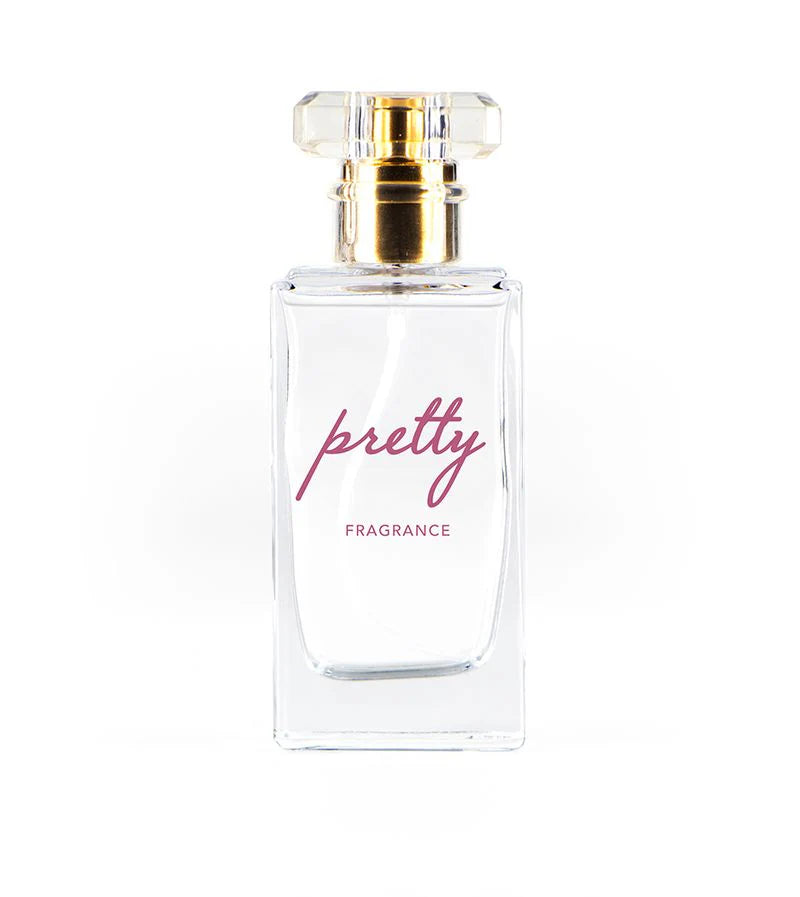 Glass bottle of pretty perfume.