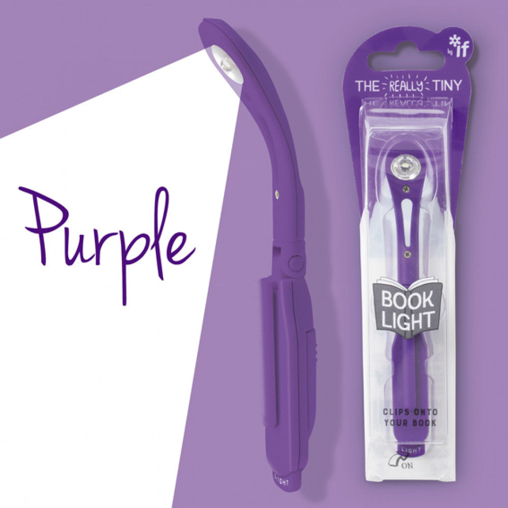 Purple book light with packaging on a purple background