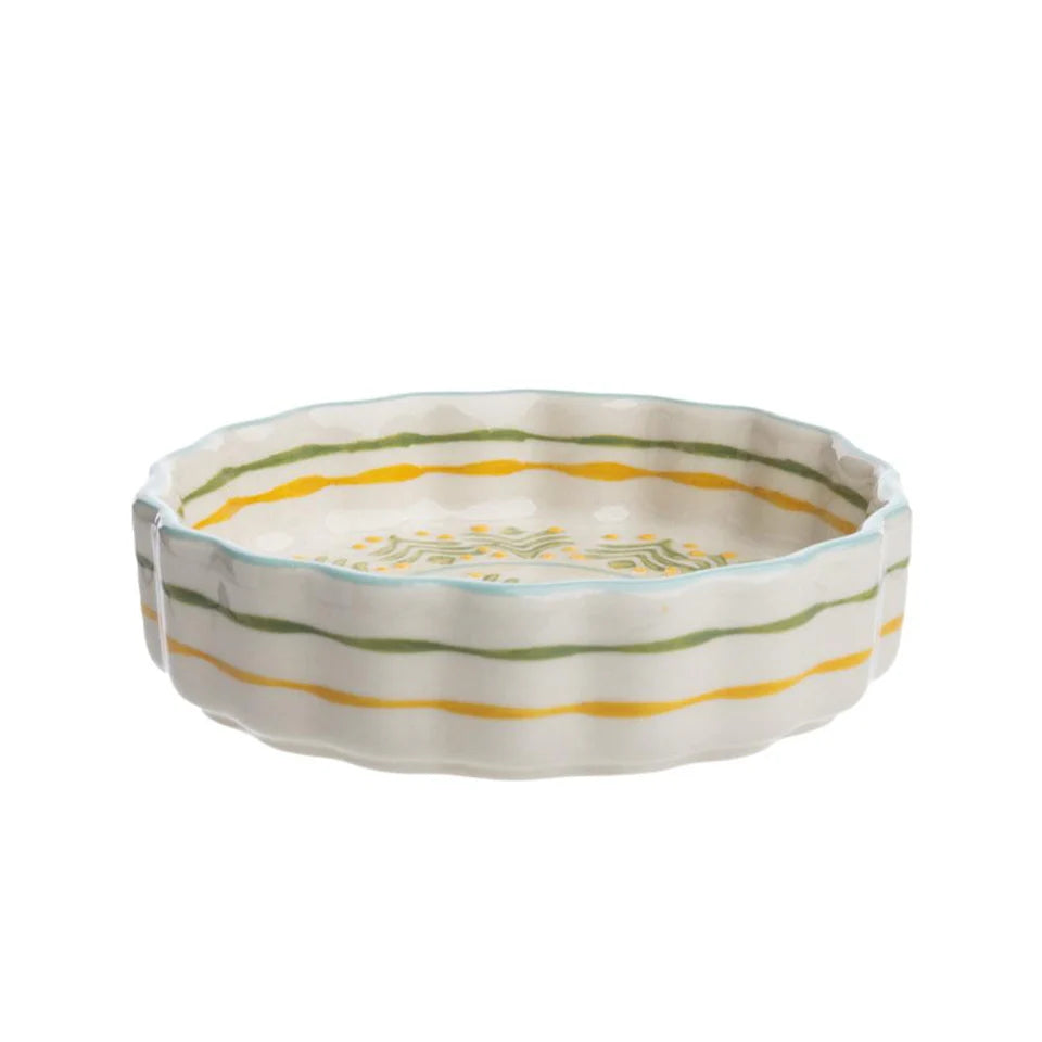 side view of Yellow and Green Retro Tartelette Dish