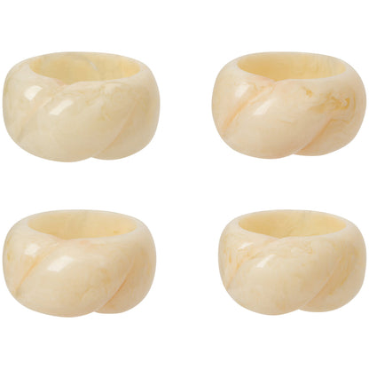 4 ivory slightly twisted napkin rings